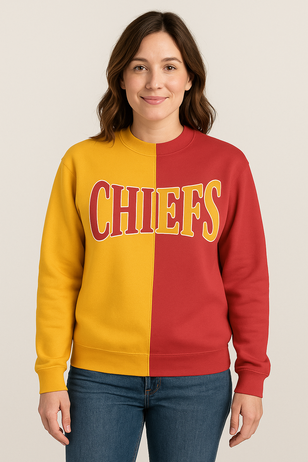 Split Color Crewneck - Chiefs