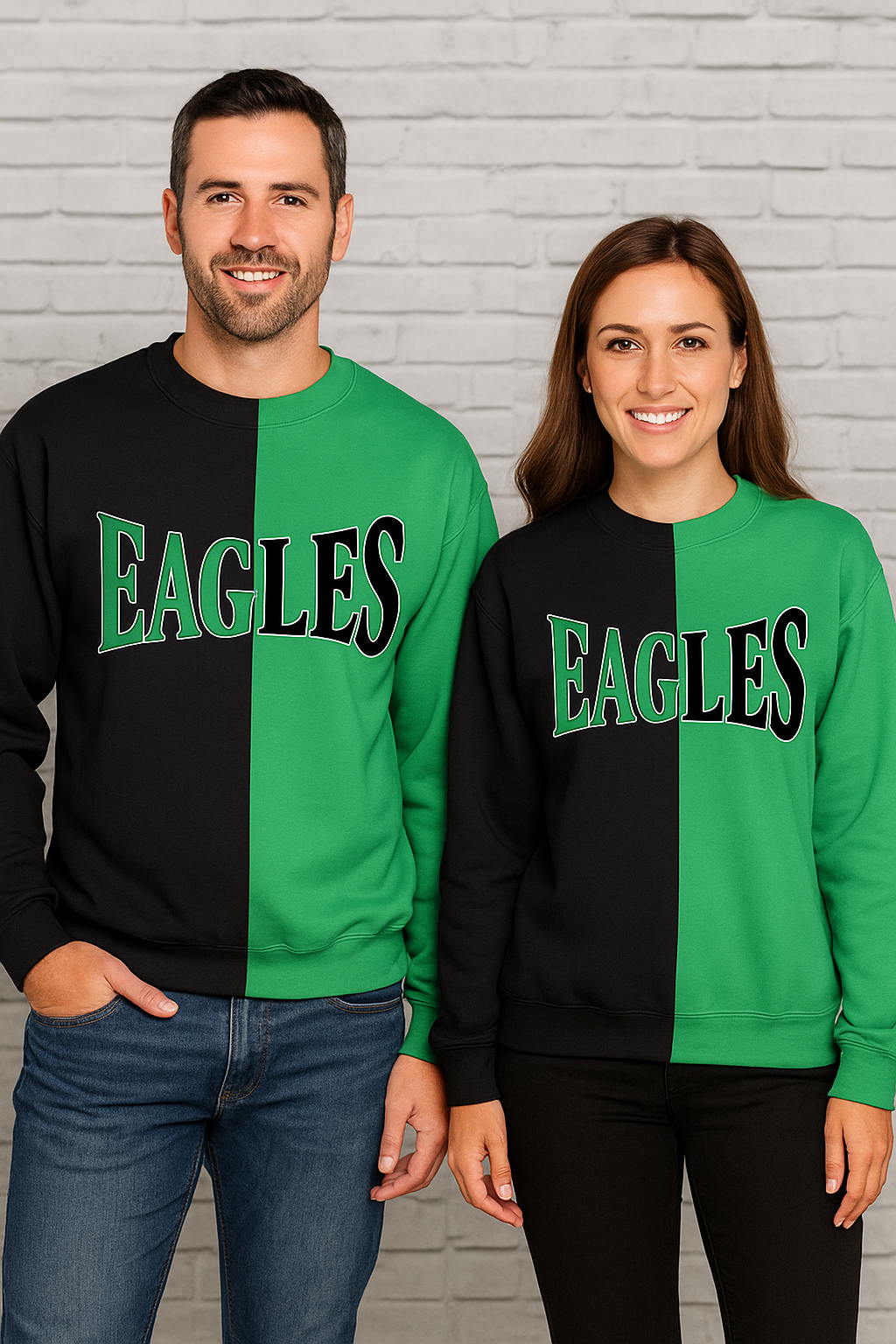 Split Color Crewneck -Eagles