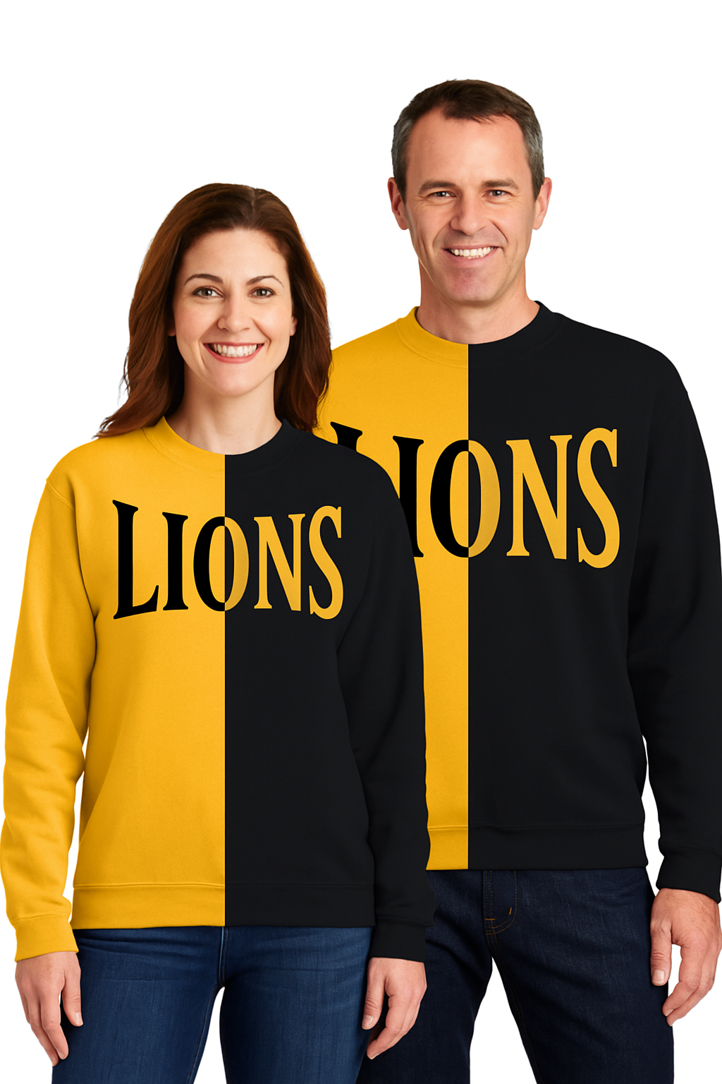 Split Color Crewneck - Lions