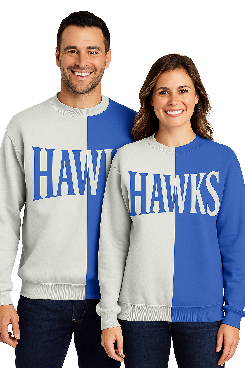 Split Color Crewneck - Hawks