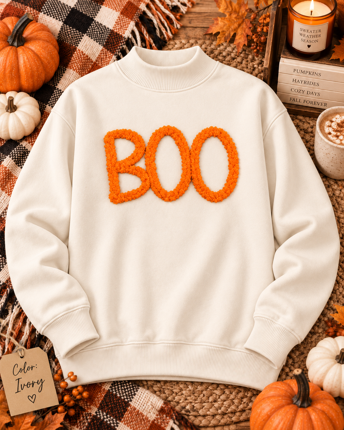 Fuzzy Boo Mockneck