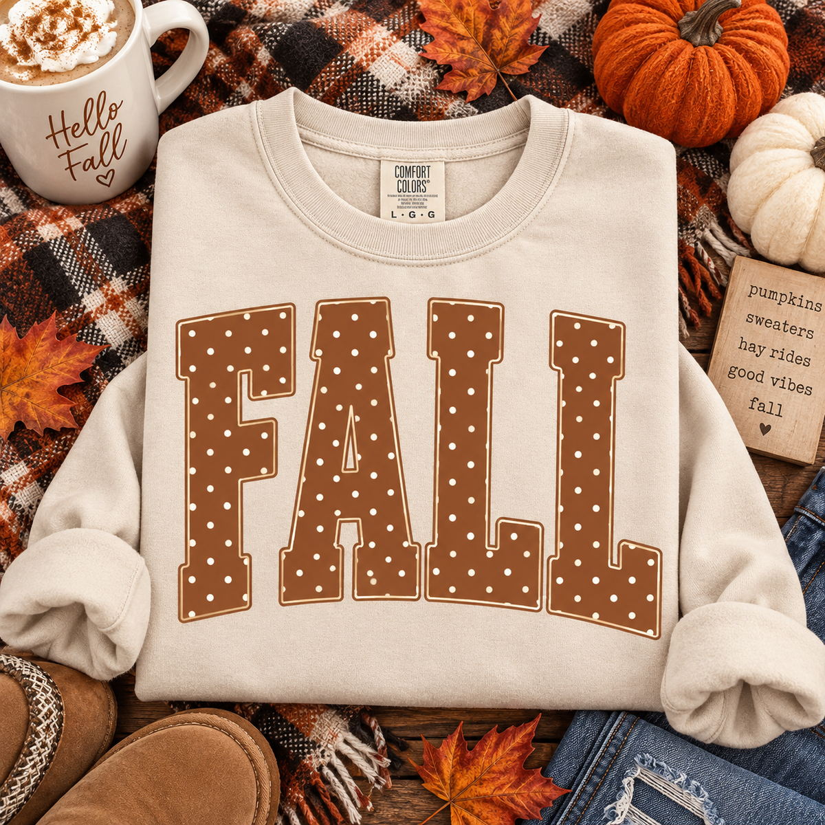 Polka Dot FALL Comfort Color Sweatshirt
