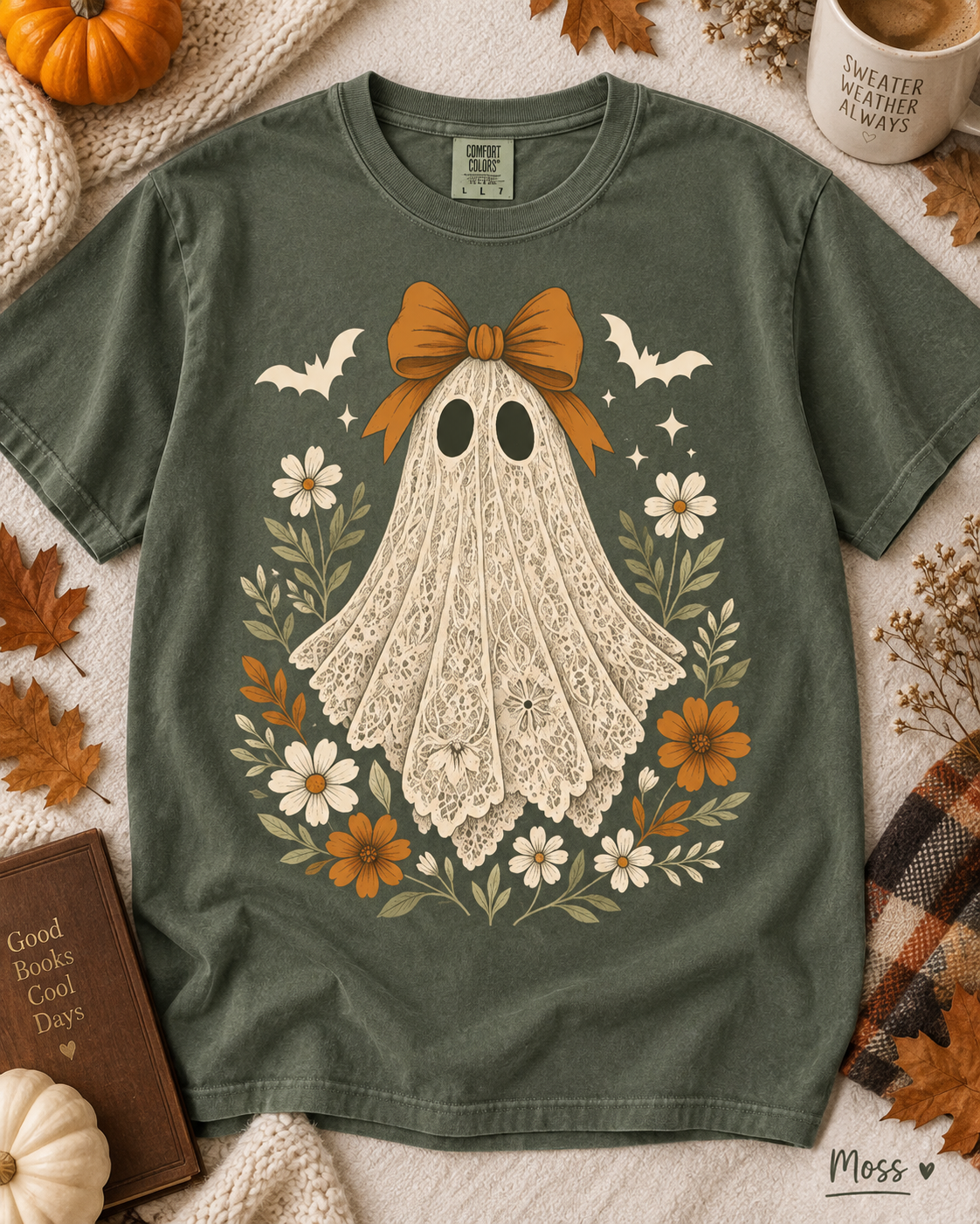 Ghost w/ Bow Comfort Colors TShirt