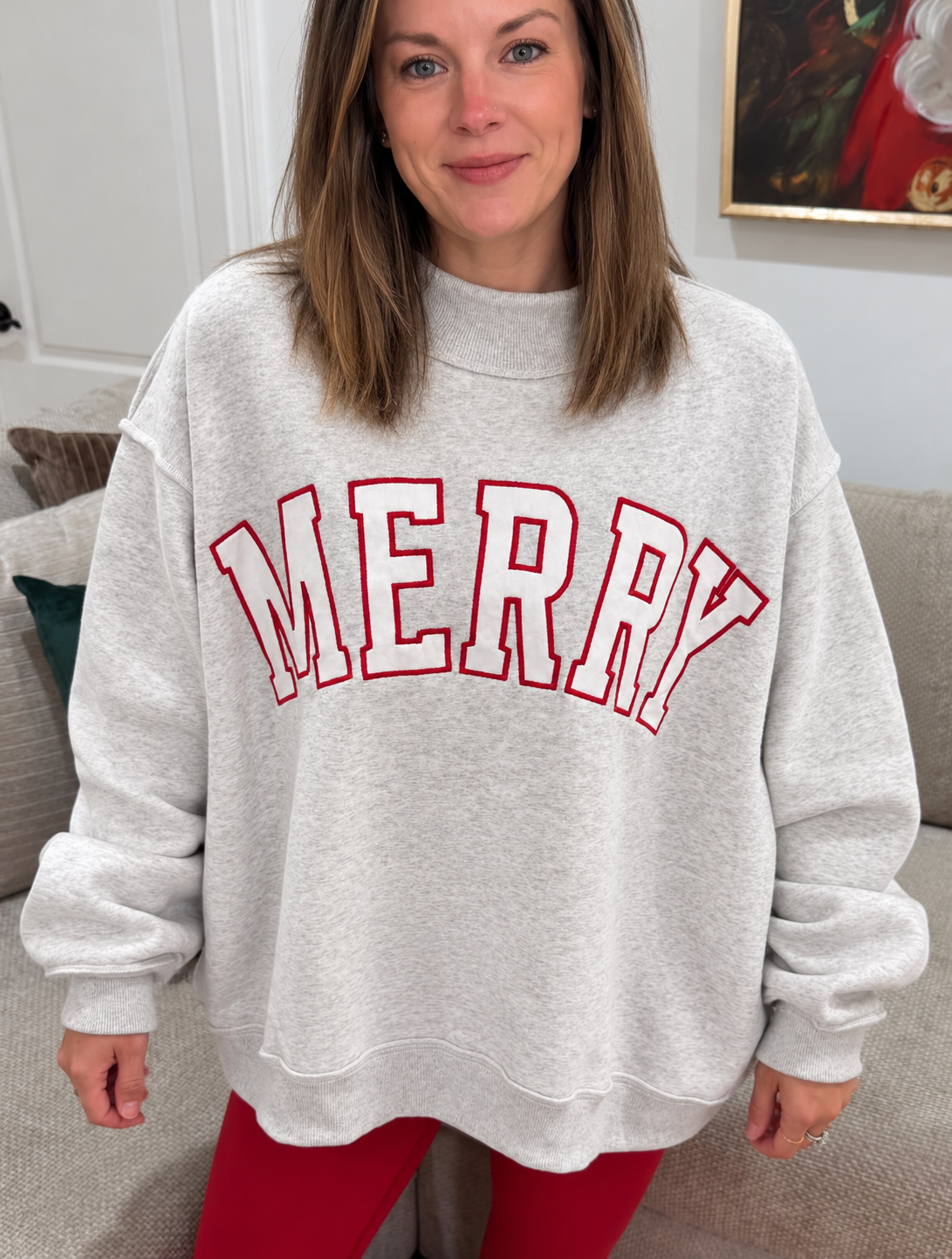 Merry Oversized Embroidery Mock Neck