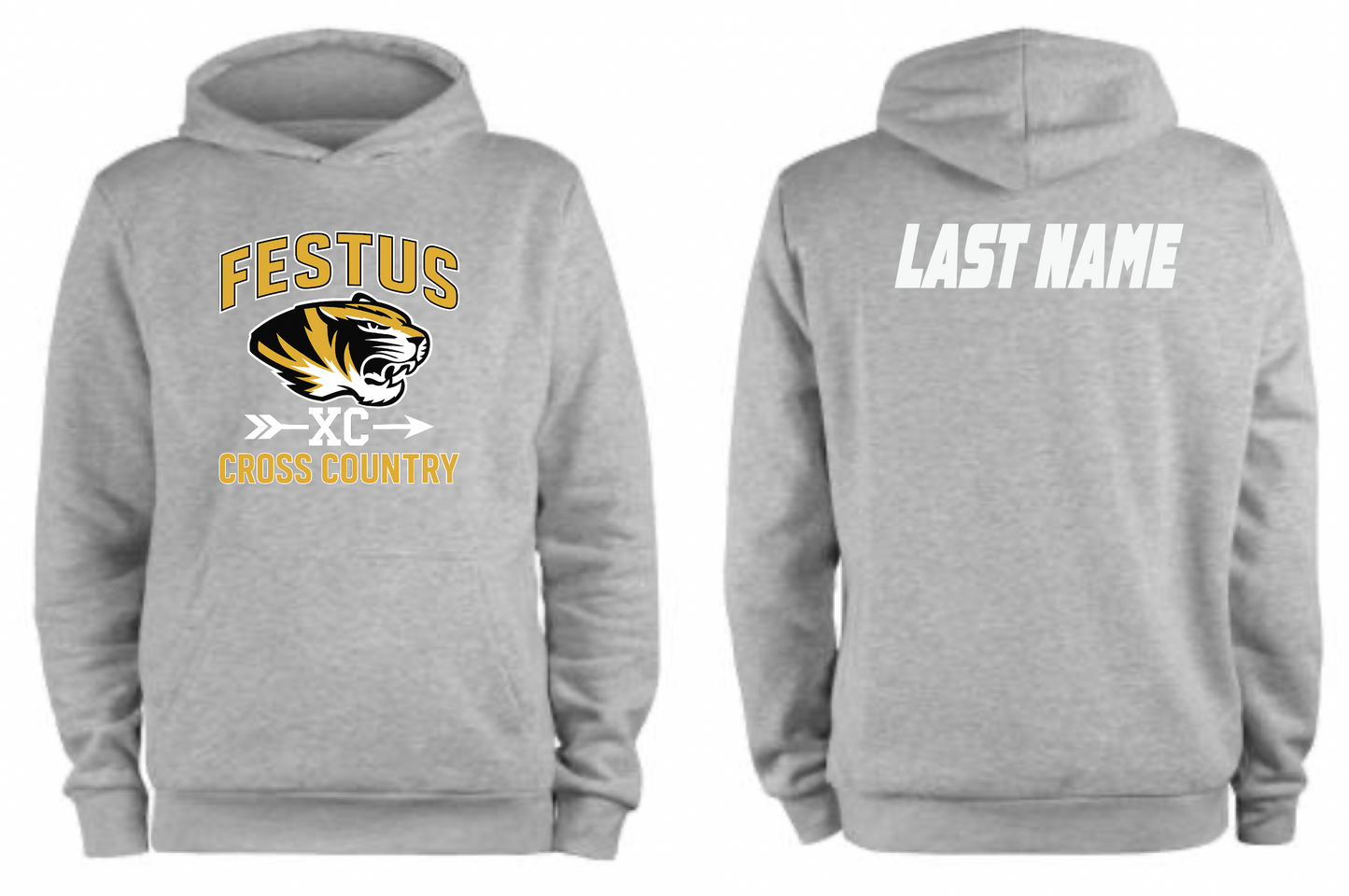 Festus Cross Country Hoodie - XC Design - WITH Last Name