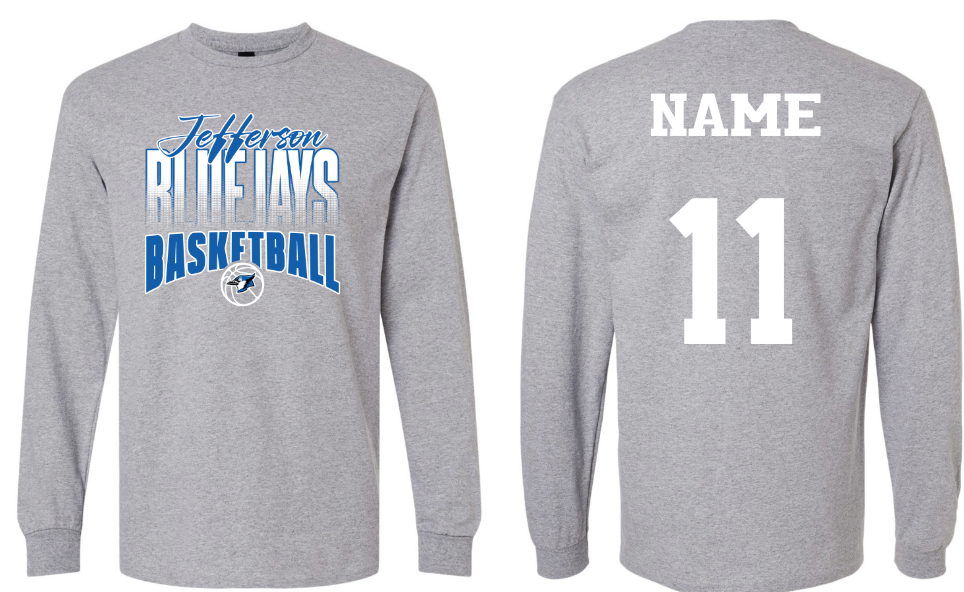 Bluejays Basketball - Long Sleeve T-Shirt WITH Last Name
