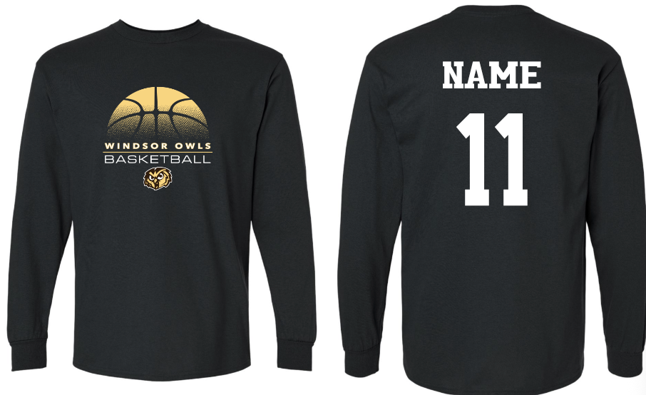 Windsor Basketball - Long Sleeve T-shirt WITH Last Name