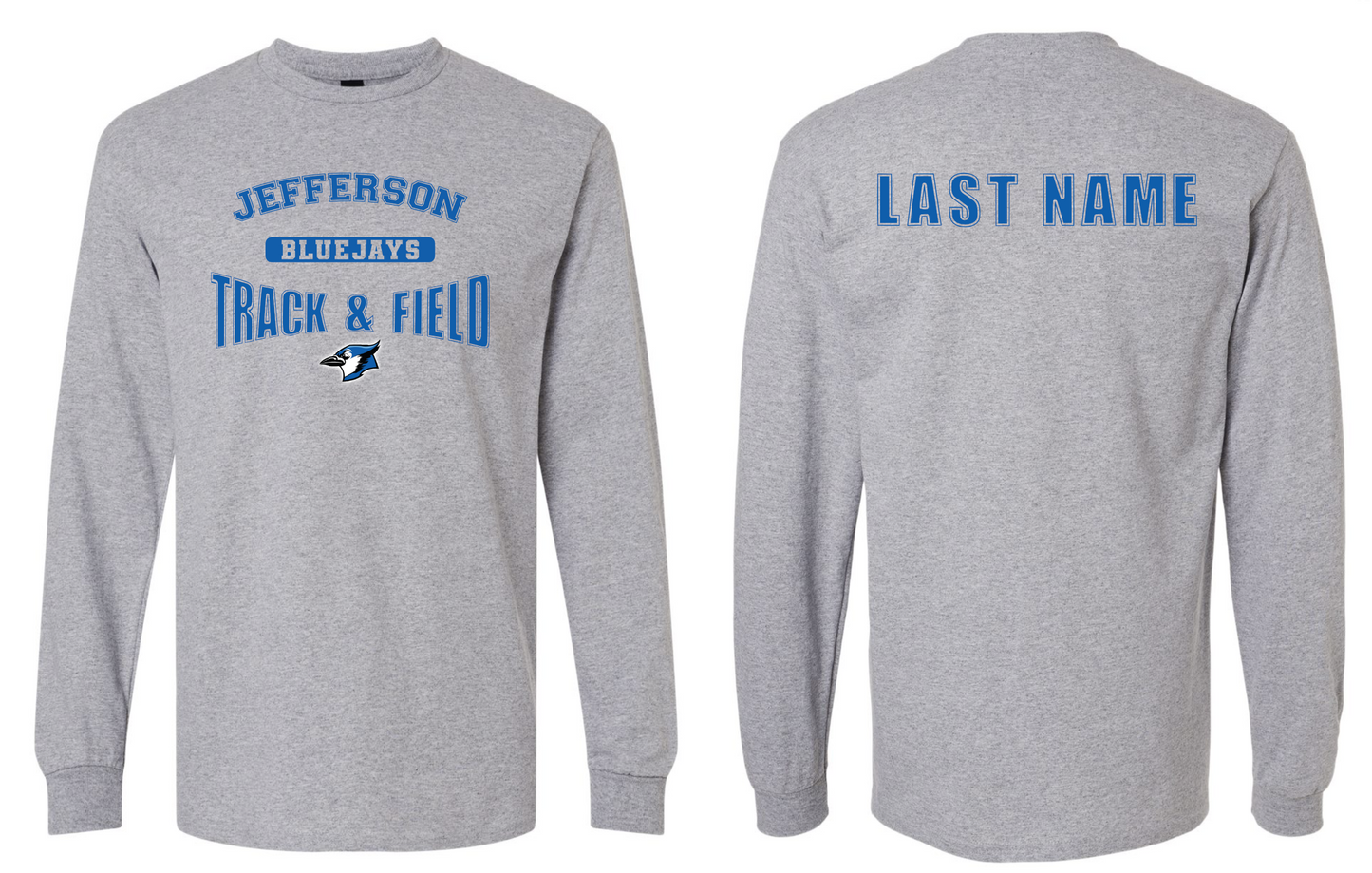 Bluejays Track & Field Long Sleeve TShirt WITH Name