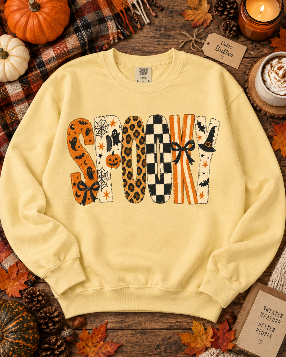 Spooky Leopard Print Comfort Colors Sweatshirt
