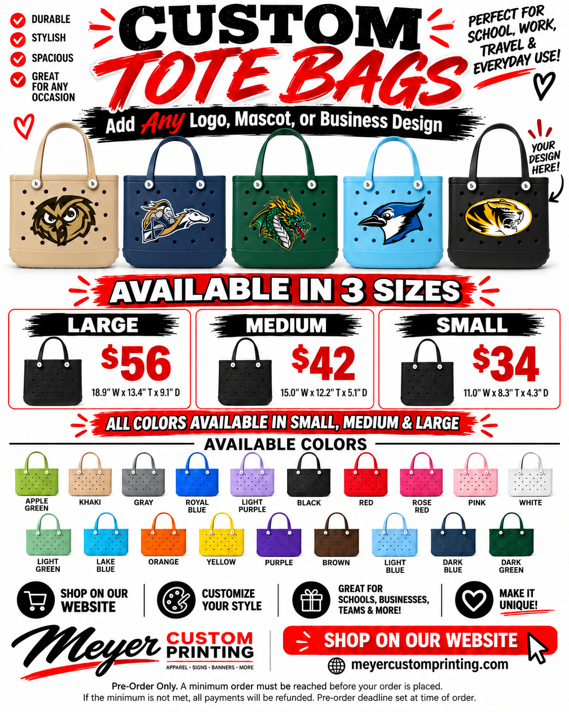 Custom Tote Bags - Please Read Pre-Order Information in the description - Pre Order Ends on September 24