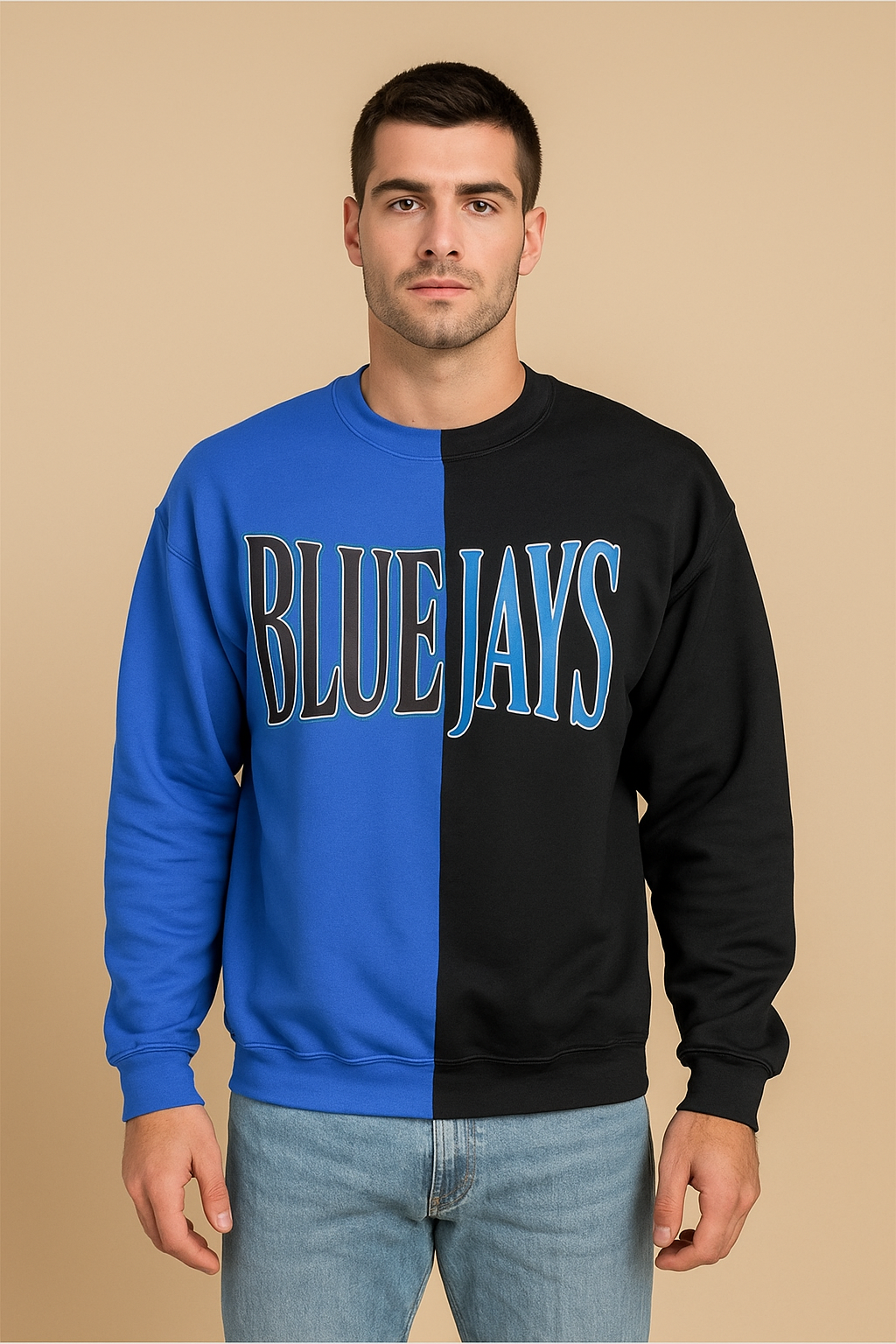 Split Color Crewneck - Bluejays