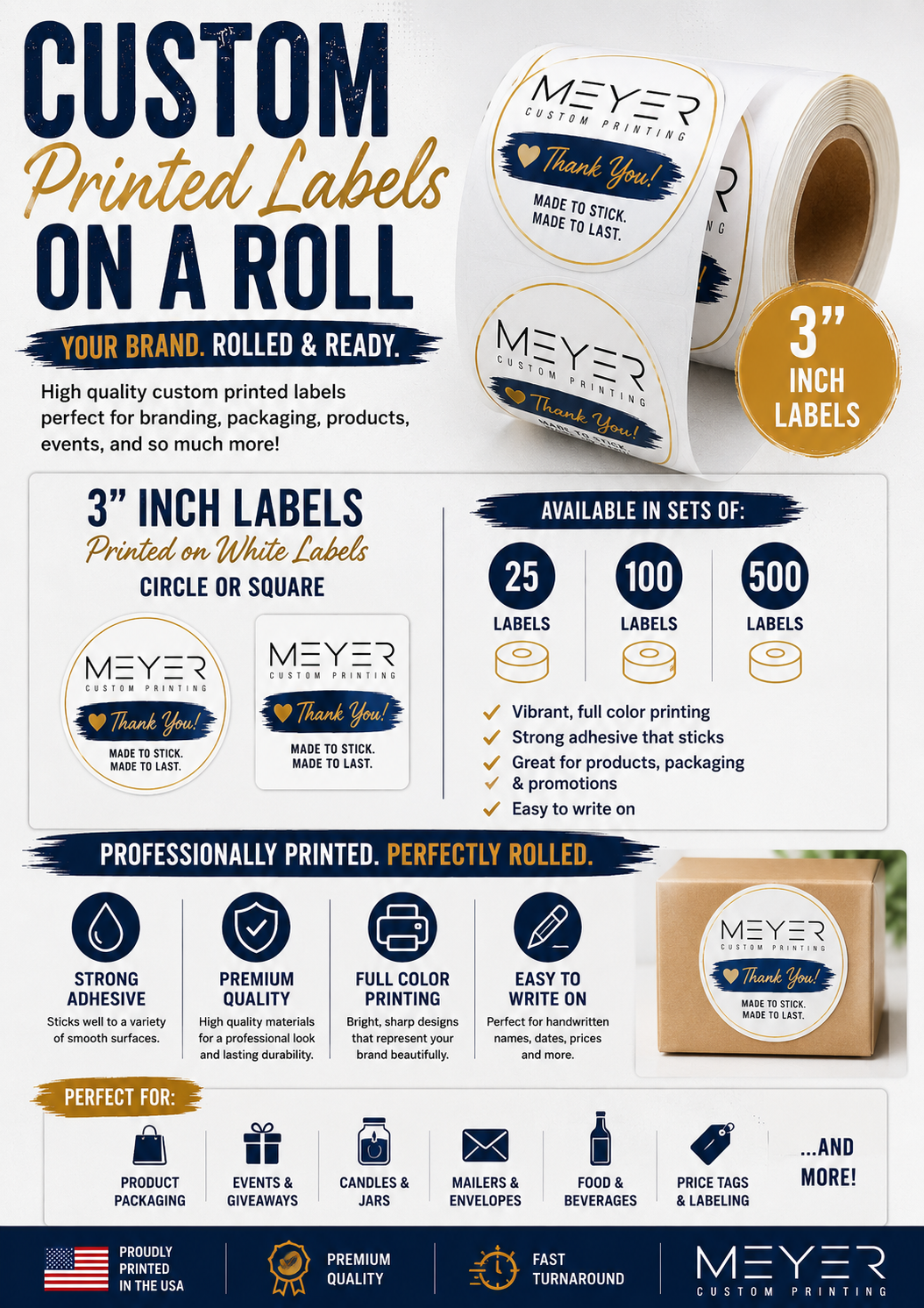 3" Custom Printed Labels on a Roll