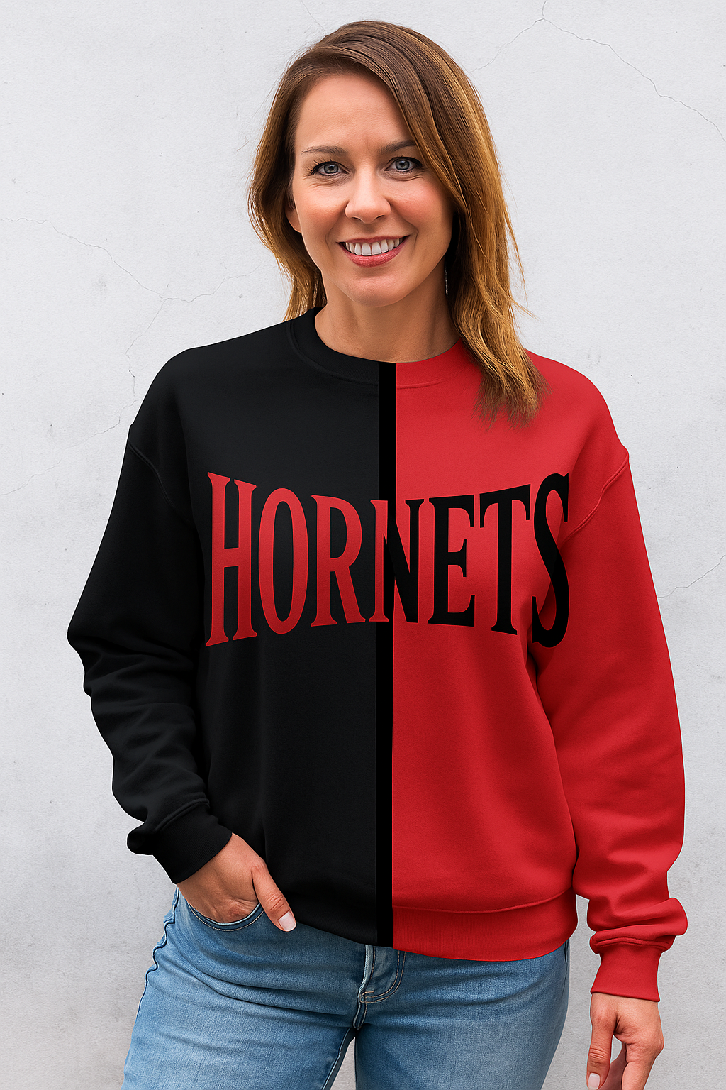 Split Color Crewneck - Hornets