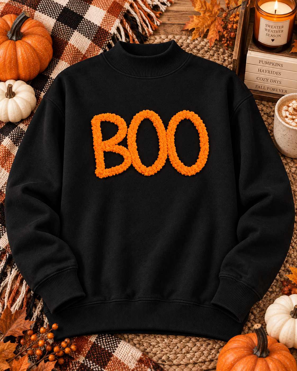 Fuzzy Boo Mockneck