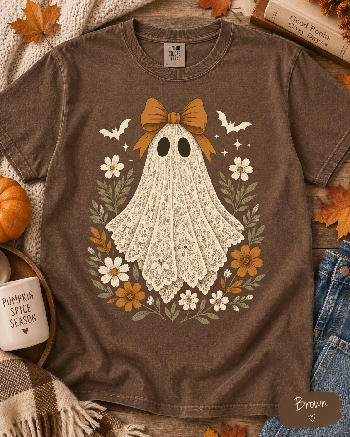 Ghost w/ Bow Comfort Colors TShirt