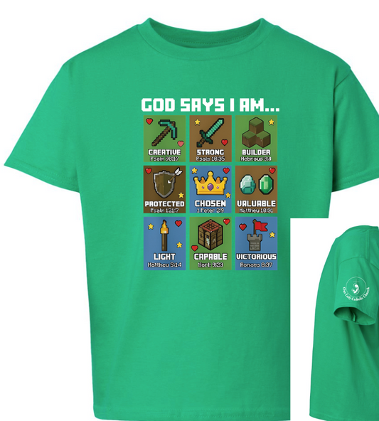 Parish Apparel - God Says I Am with White Font