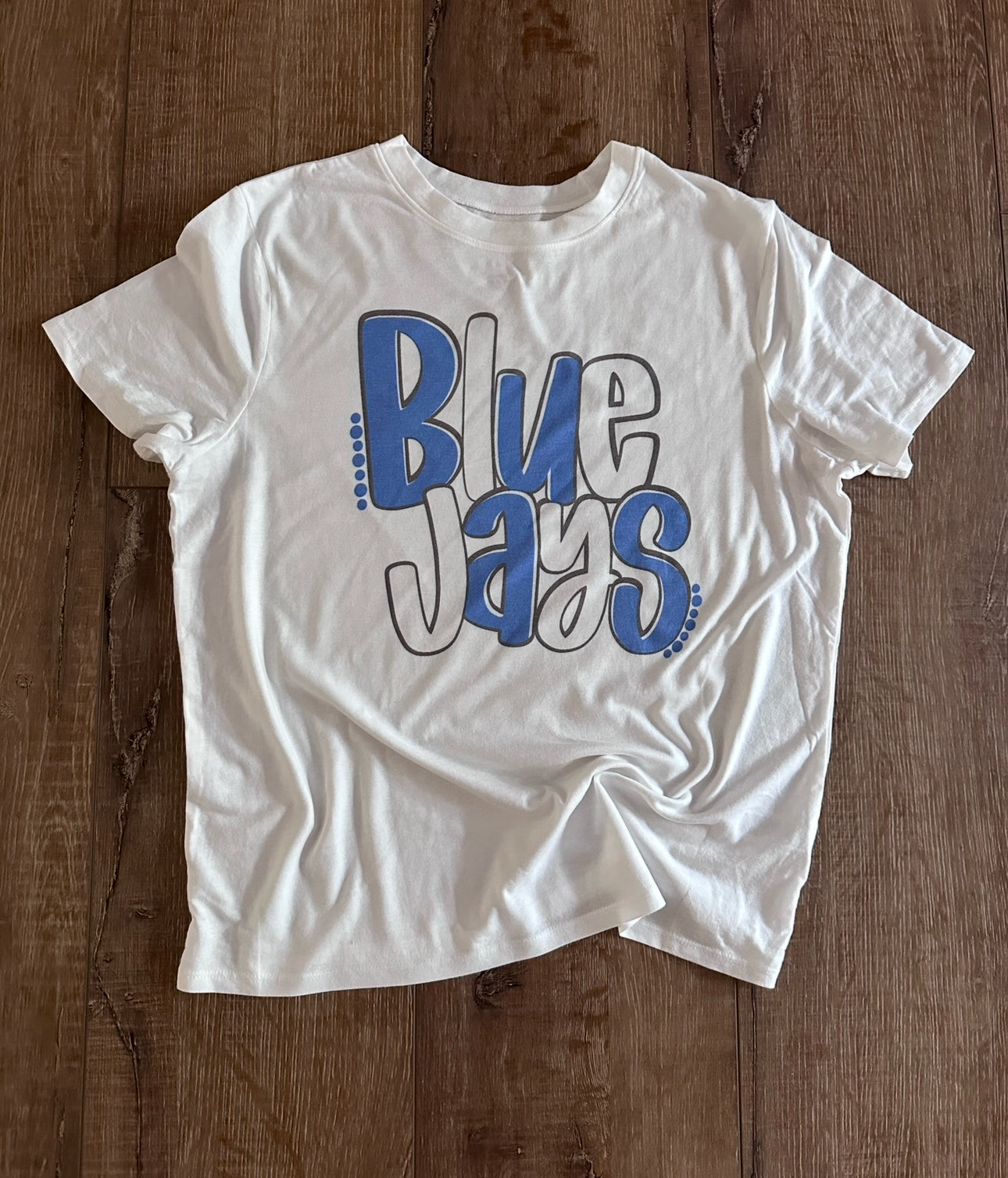 Short Sleeve T-Shirt - School Spirit Large Blue Jay font