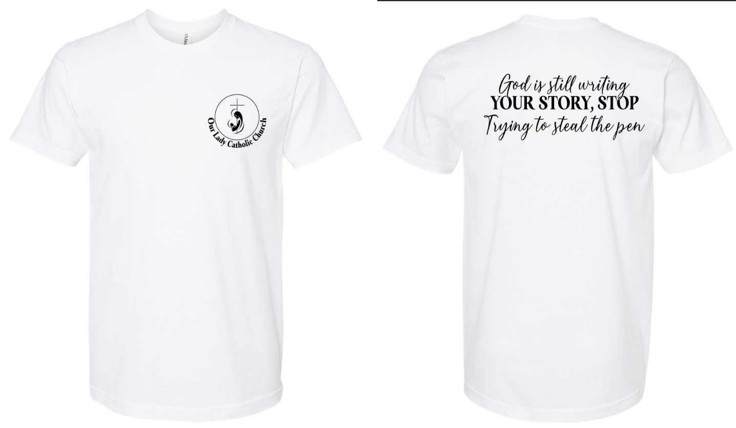 Parish Apparel - Jesus is Still Writing Story - Multiple Logo Designs Available