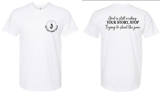 Parish Apparel - Jesus is Still Writing Story - Multiple Logo Designs Available