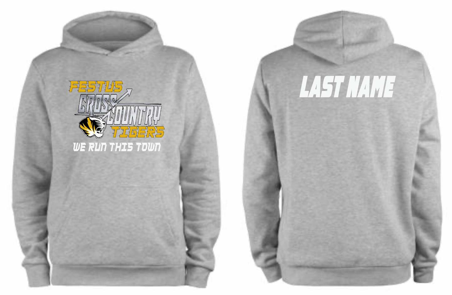 Festus Cross Country Hoodie - We Run This Town - WITH Last Name