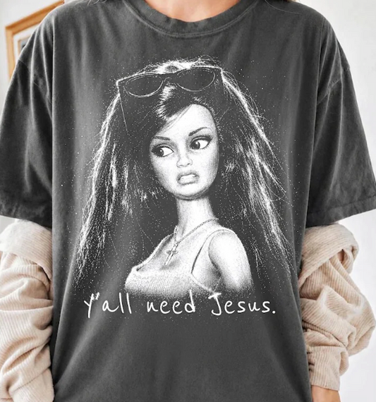 Y'All Need Jesus Comfort Color TShirt - Pepper