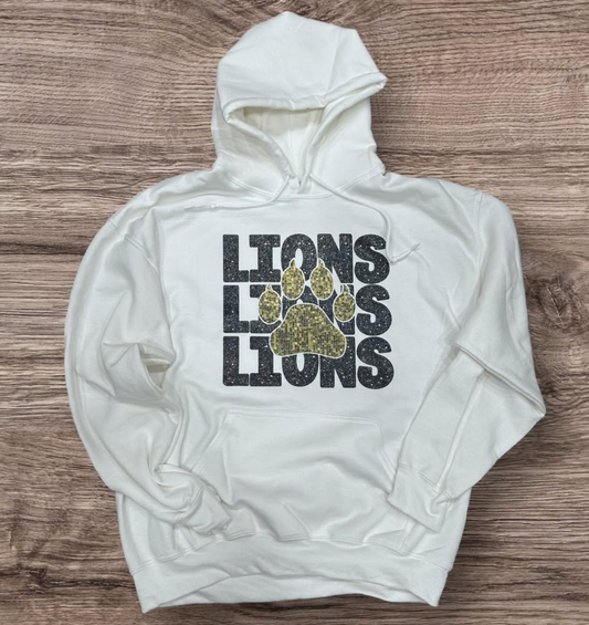 Spirit Wear - Lions Faux Sequins Hoodie