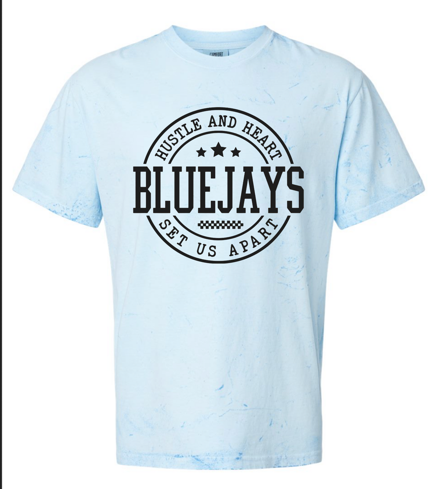 Bluejays Spirit Wear - Bluejays Color Blast Hustle and Heart T-Shirt