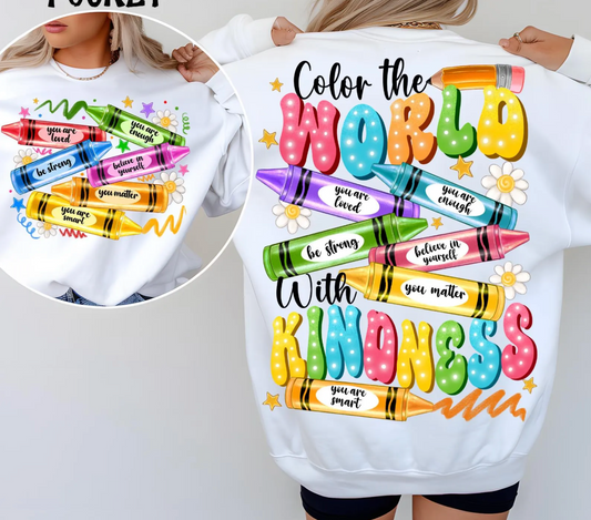 Color The World With Kindness Large Front & Back Design