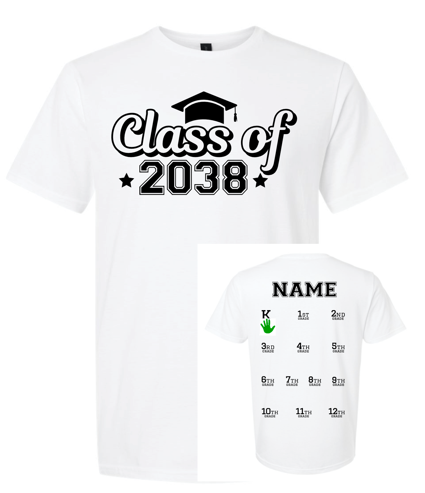 Class of 2039 Hand Print T-Shirt (Kindergarten - Class of 2038) *Order up a size so it fits at graduation* (Copy)