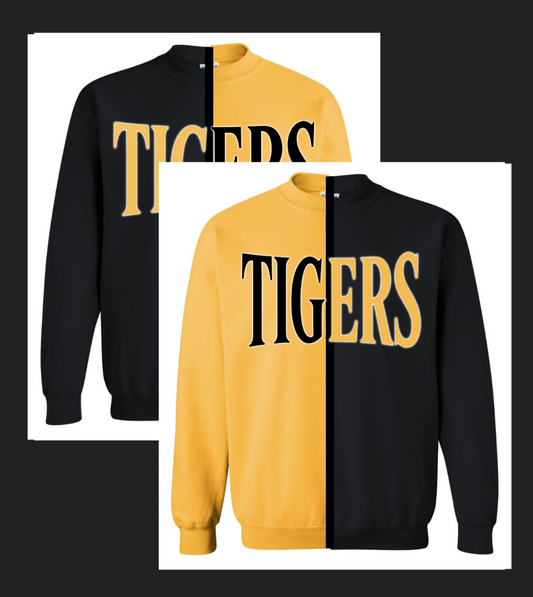 Split Color Crewneck - Tigers