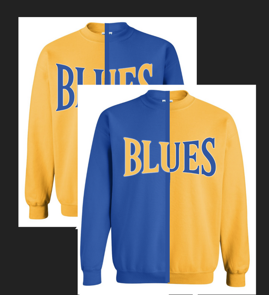 Split Color Crewneck - Blues