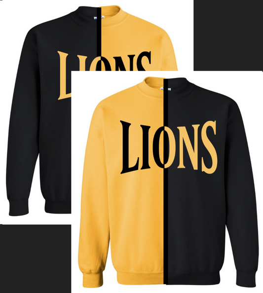 Split Color Crewneck - Lions