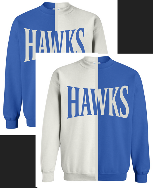 Split Color Crewneck - Hawks