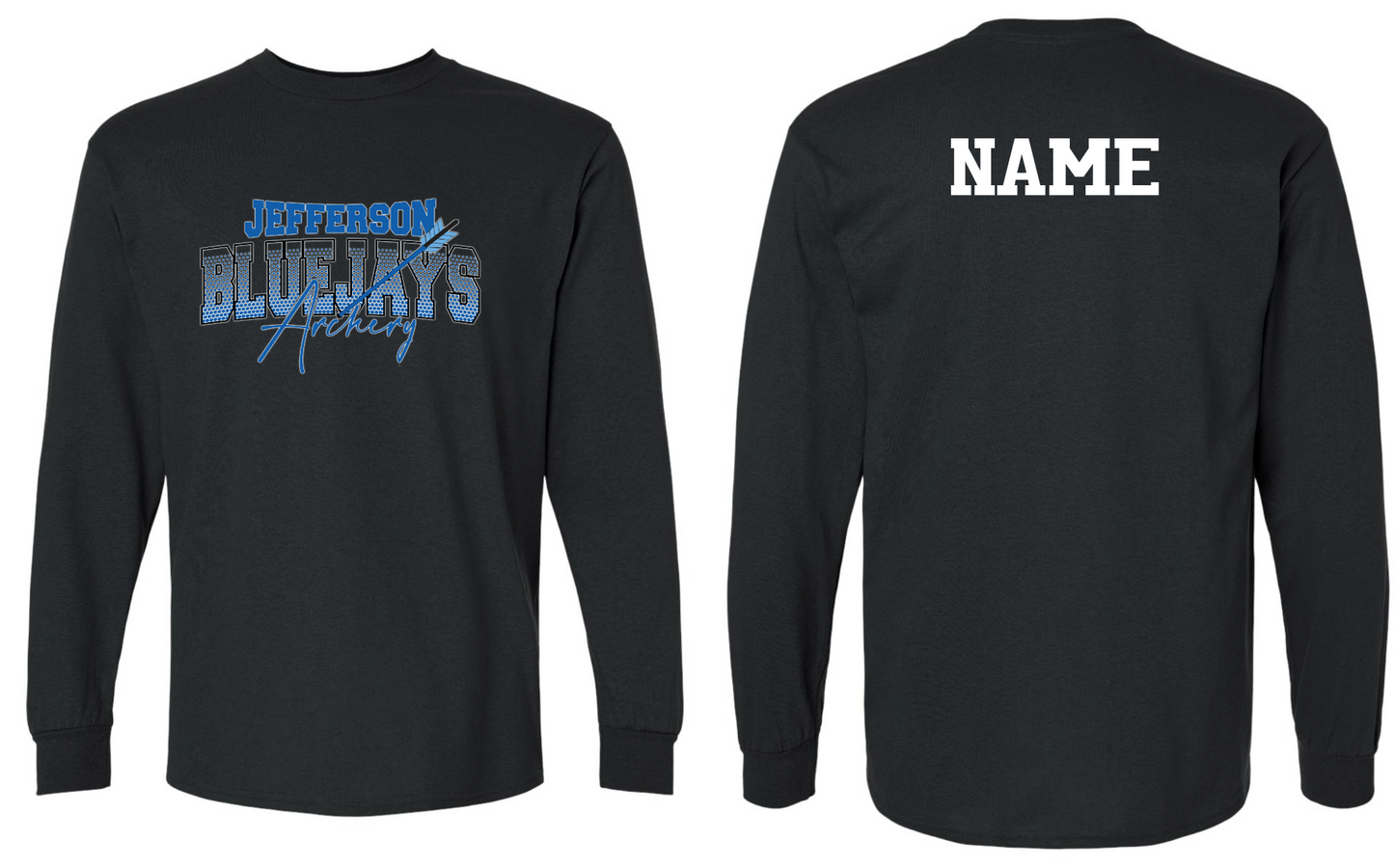 Jefferson Bluejays Archery - Long Sleeve T-shirt WITH Last Name