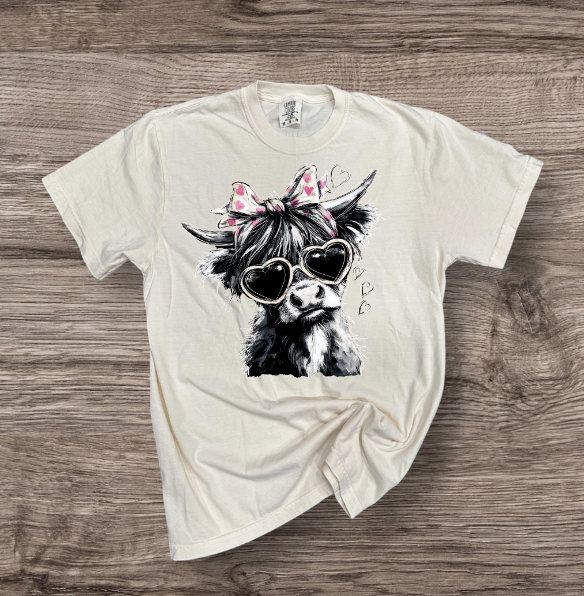 Valentines - Cow with Heart Sunglasses