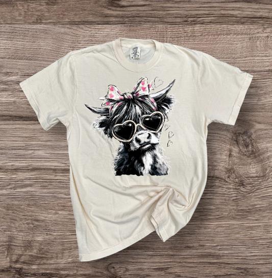 Valentines - Cow with Heart Sunglasses