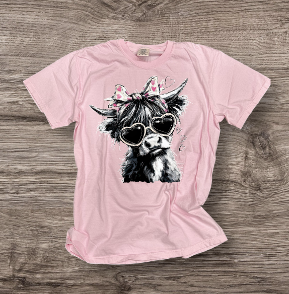 Valentines - Cow with Heart Sunglasses
