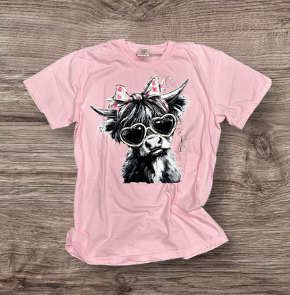 Valentines - Cow with Heart Sunglasses