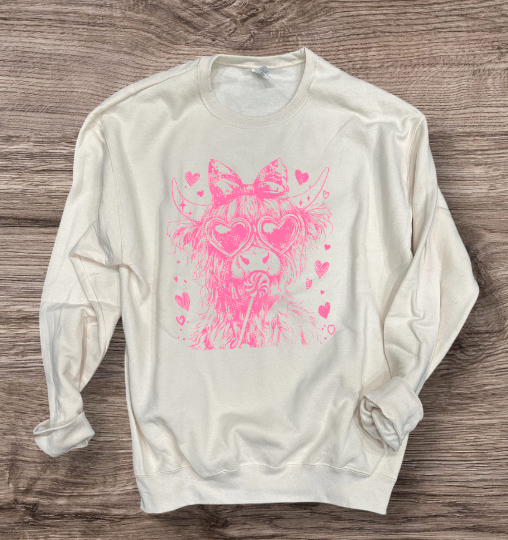 Valentines - Cow with Heart Sunglasses