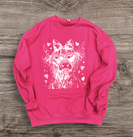 Valentines - Cow with Heart Sunglasses