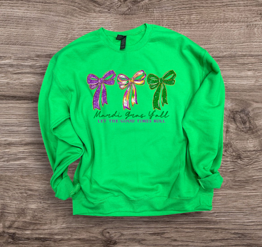 Mardi Gras - 3 Large Bows Black Writing