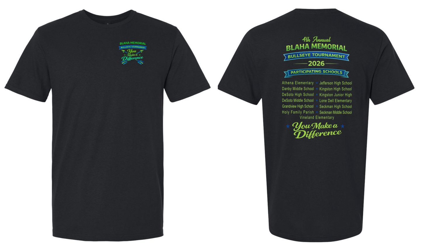Blaha Memorial Bullseye Tournament - TShirt (Green/Blue Design)