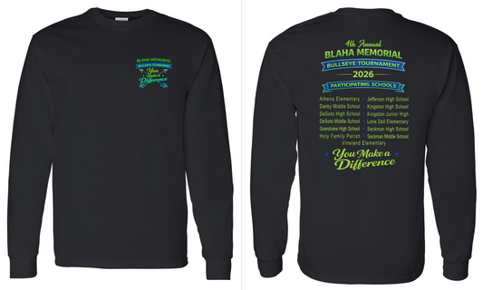 Blaha Memorial Bullseye Tournament - Long Sleeve TShirt (Green/Blue Design)