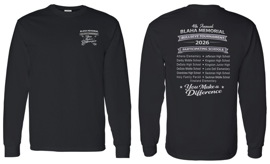 Blaha Memorial Bullseye Tournament - Long Sleeve TShirt (Grey/White Design)
