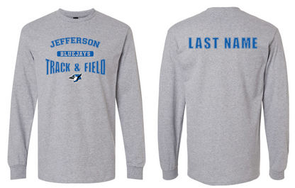 Bluejays Track & Field Long Sleeve TShirt WITH Name