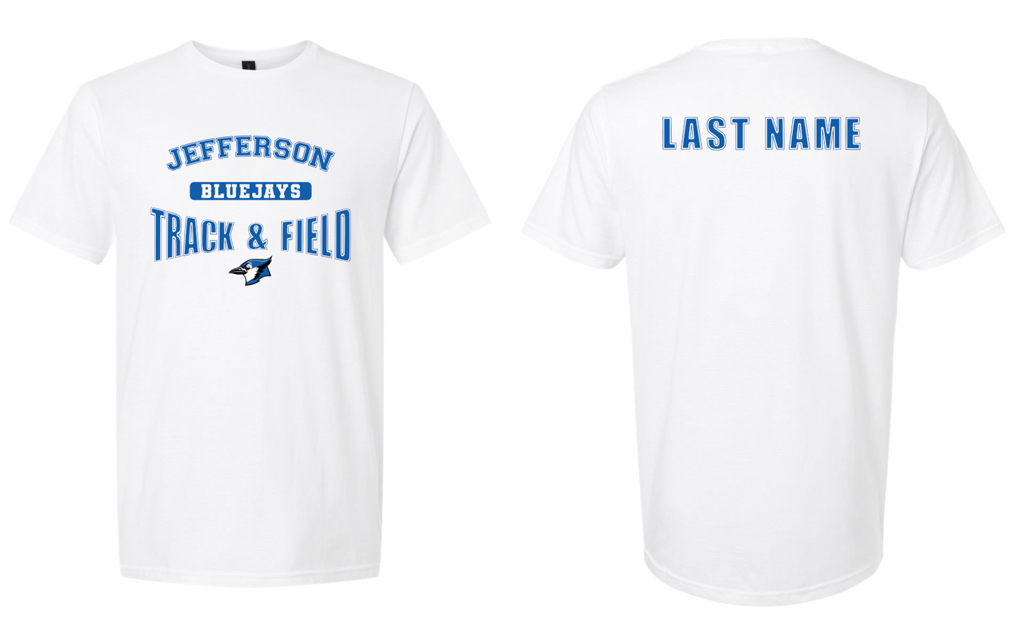 Bluejays Track & Field T-shirt WITH Name