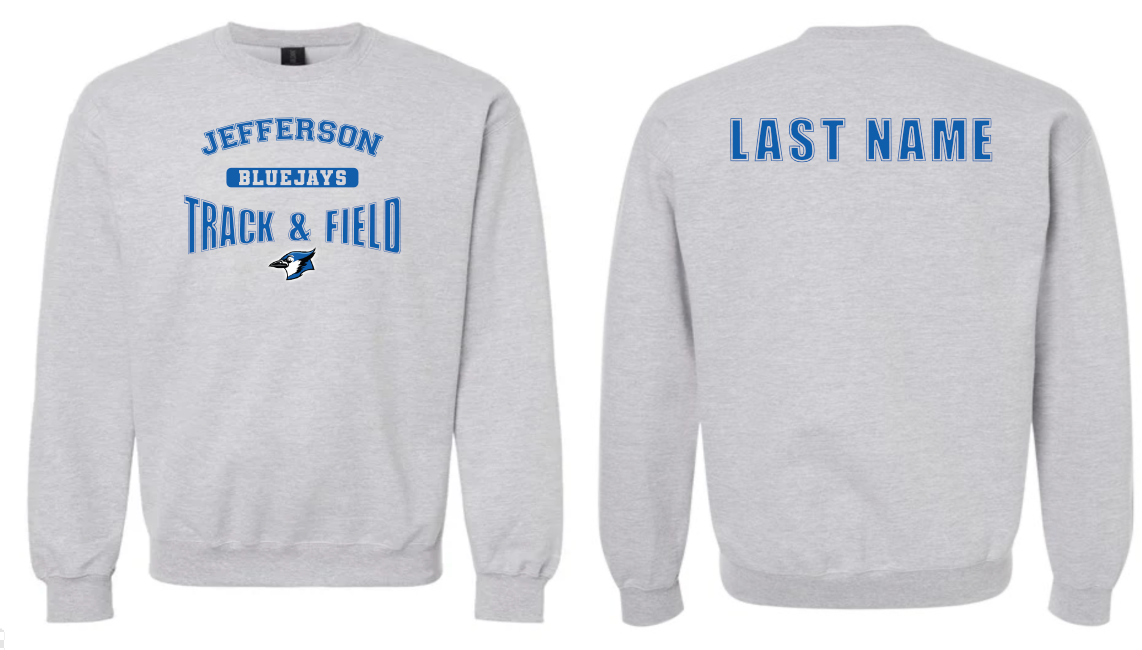 Bluejays Track & Field Crewneck WITH Name