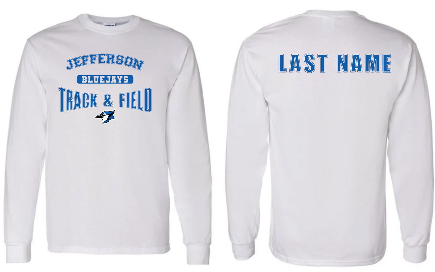 Bluejays Track & Field Long Sleeve TShirt WITH Name