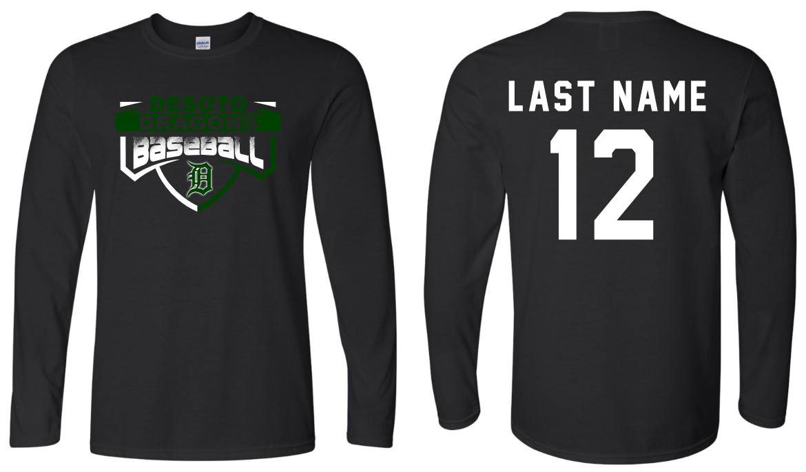 DeSoto Baseball Long Sleeve T-Shirt WITH Name