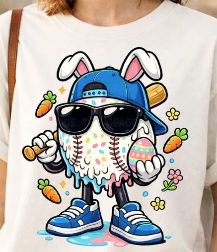 Bunny Baseball with Glasses T-Shirt